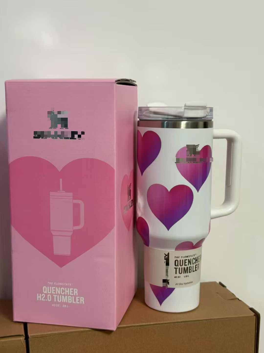 40oz Love Heart Valentine’s Day Stanley Style Quencher Tumbler-CNLCA