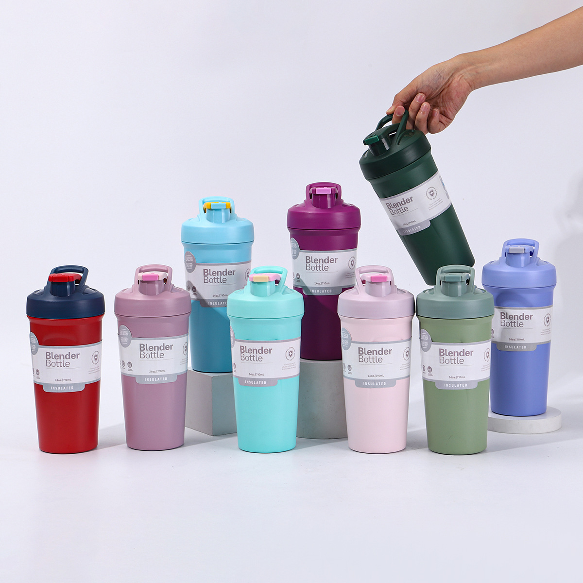 24oz Stainless Steel Portable Coffee Cup Outdoor Camping Milkshake Shaker Tumbler Stanley Style Blender Bottle for Laser Engrave-CNLCA