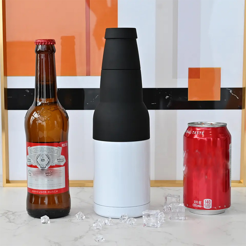 12oz Blank Sublimation Stainless Steel Beer Bottle 3 in 1 Can Cooler Tumbler With Bottle Opener for Laser-CNLCA