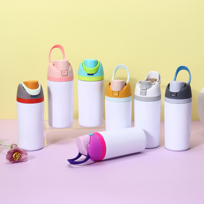 16oz/19oz/24oz/32oz Flip Straw Lid White Sublimation Stainless Steel Sports Owala Style Water Bottle-CNLCA