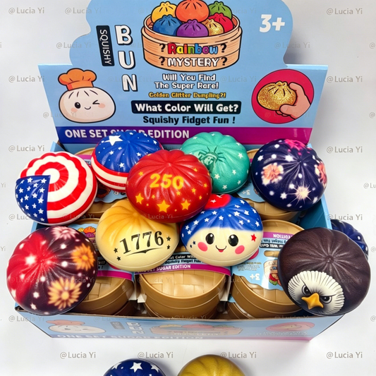 Realistic America Anniversary Cartoon Design Steamed Bun Stress Relief Squishy Toy Soft Squeeze Decompression Dumpling-CNLCA