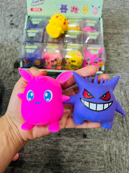 72Pack Pokémon & Kirby Crunchy Squishy Cute Cartoon Block Building Filled Crinkle ASMR Sound Squishy Squeeze Fidget Toy-CNLCA