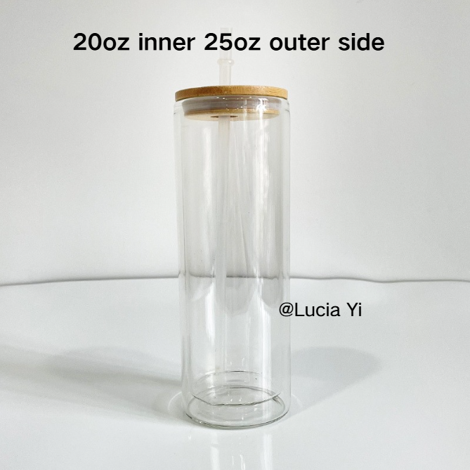 12oz 15oz 20oz Blank Sublimation Snow Globe Double Wall Glass Can Tumbler with Bamboo Lid-CNLCA