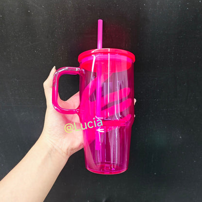 20oz Clear Frosted Jelly Color Blank Sublimation Beer Glass Mug With Handle -CNLCA