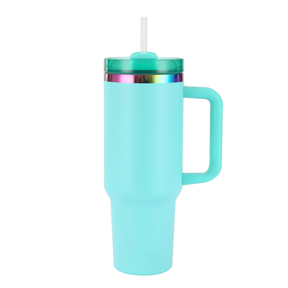 Sales!!!⏰⏰40oz H2.0 Stanley Style Colorful Rainbow Plated Quencher Tumbler-CNLCA