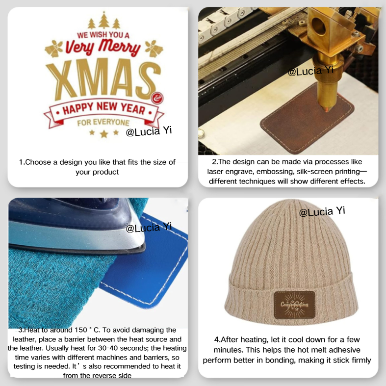 PU Leather Label Leather Signboard for Cap Hats Clothing Accessories Denim Leather Trademark for Laser-CNLCA
