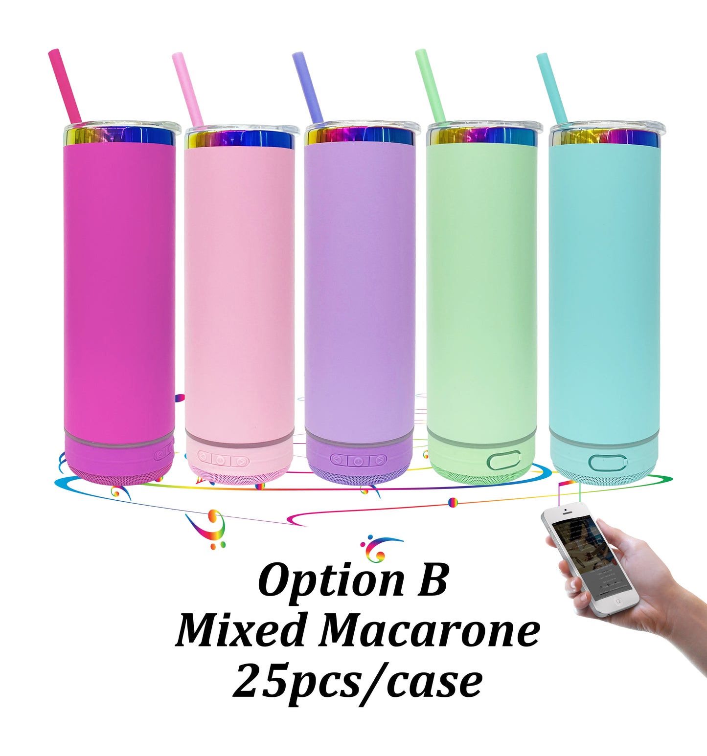 20oz Rainbow Plated Matte Macaron Color Speaker Tumbler For Laser-CNLCA