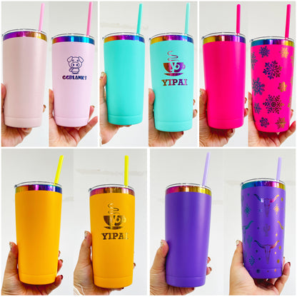 20oz Rainbow Plated Powder Coated Tumbler for Laser Engraved-CNLCA