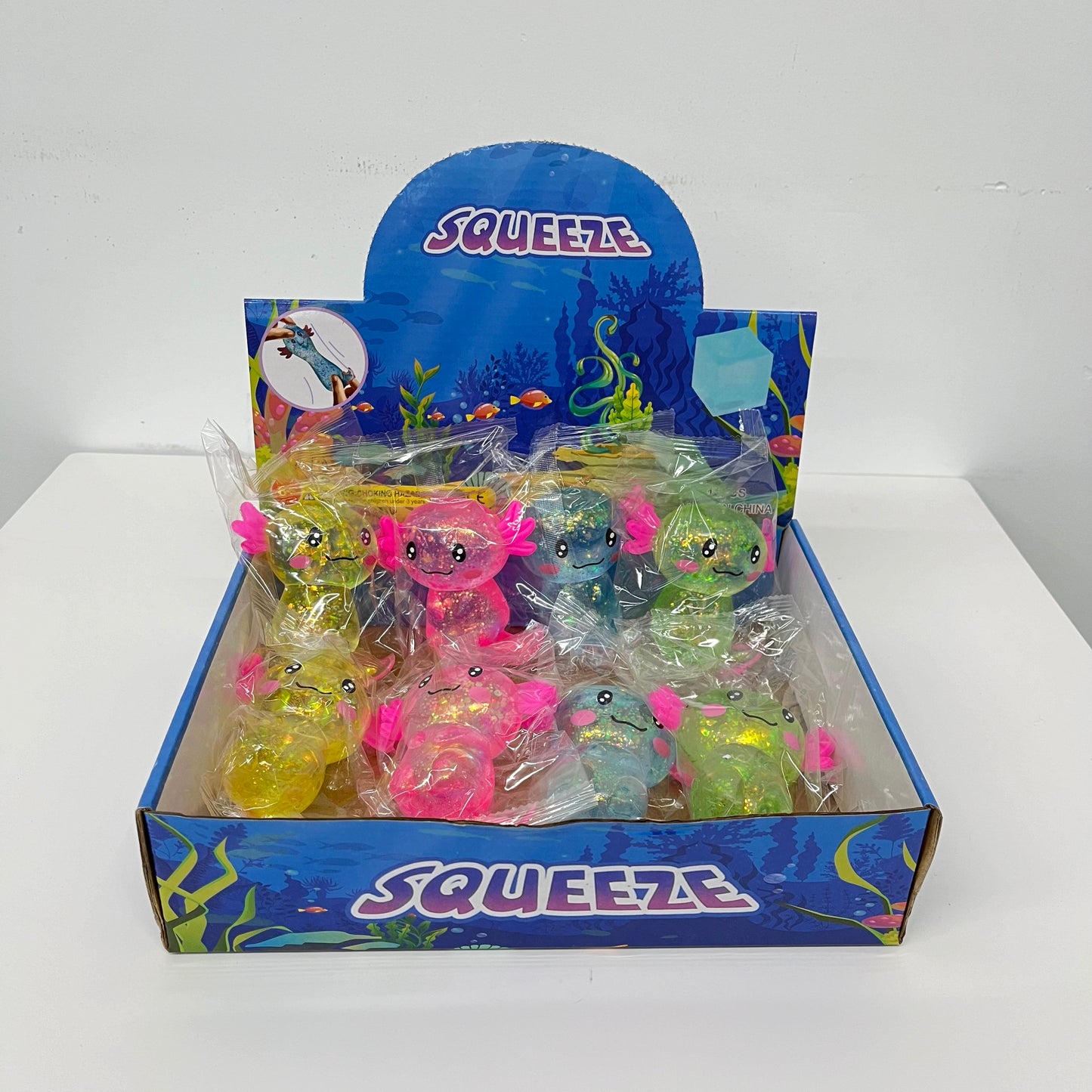 Cute Glitter Axolotl Squishy Slow Rising Maltose Stress Relief Squeeze Toys Malt Sugar Axolotl Fidget Toy for Kids Adults-CNLCA