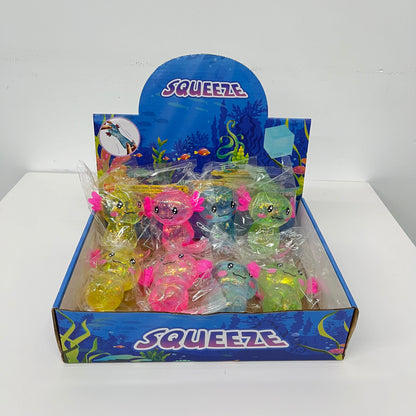 Cute Glitter Axolotl Squishy Slow Rising Maltose Stress Relief Squeeze Toys Malt Sugar Axolotl Fidget Toy for Kids Adults-CNLCA