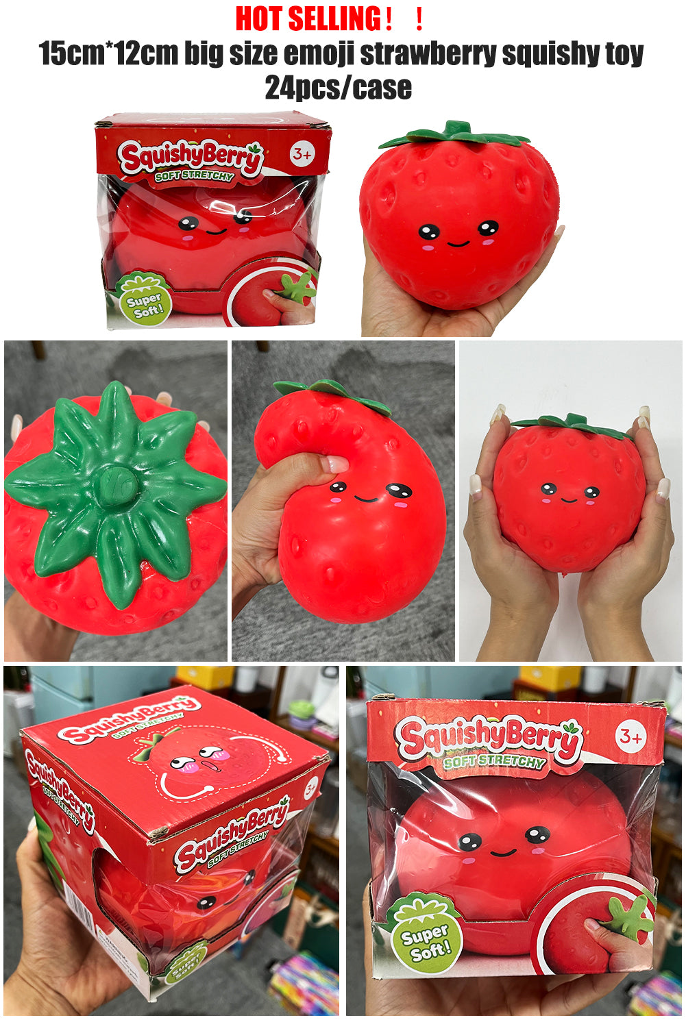 15cm Large Size Giant Strawberry Stress Relief Squishy Toy Soft Big Jumbo Red Strawberry Squeeze Fidget Toys-CNLCA