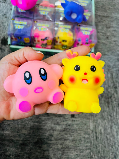 72Pack Pokémon & Kirby Crunchy Squishy Cute Cartoon Block Building Filled Crinkle ASMR Sound Squishy Squeeze Fidget Toy-CNLCA