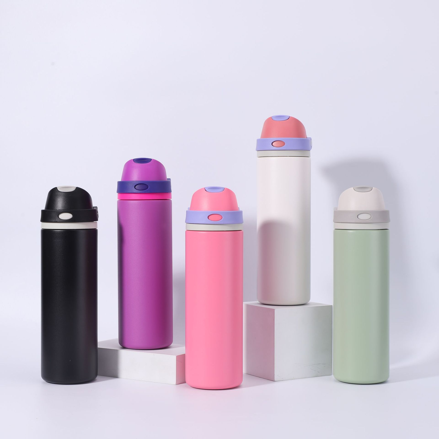 19oz 550ml/ 25oz 750ml Sports Handle Flip Straw Lid Stainless Steel Insulated Owala Style Water Bottle Double Drinking Tumbler for Laser Engrave-CNLCA