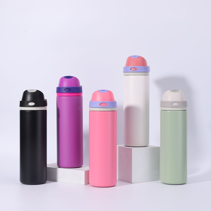 19oz 550ml/ 25oz 750ml Sports Handle Flip Straw Lid Stainless Steel Insulated Owala Style Water Bottle Double Drinking Tumbler for Laser Engrave-CNLCA