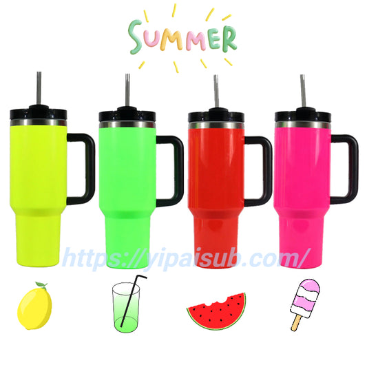 40H2.0 Neon Colors Blank Sublimation Silver Underneath Quencher Tumbler-CNLCA