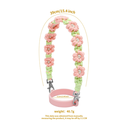 Hand-woven Daisy Flower Water Bottle Cup Handle Portable String Stanley Accessory Tumbler Carriers Strap-CNLCA