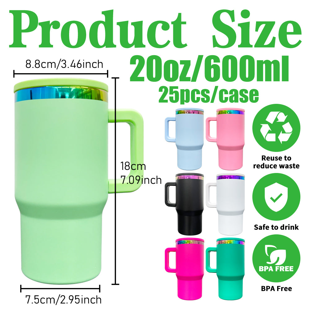 10 Pack 20oz Power Coated Rainbow Plated Underneath Tumbler With Leak Proof Lid-CNLCA