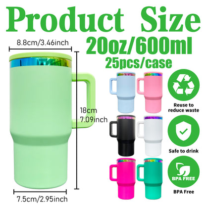 10 Pack 20oz Power Coated Rainbow Plated Underneath Tumbler With Leak Proof Lid-CNLCA