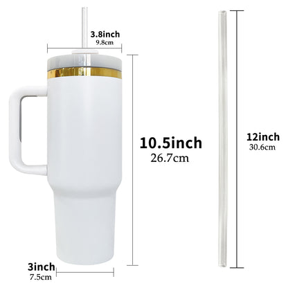 4Pack/8Pack/12Pack 40oz H2.0 Upgraded Gold Plated Underneath Powder Coated Tumblers Travel Mugs with Handle-CNLCA