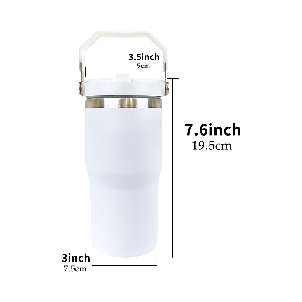 20oz White Blank Sublimation School Kids Flip Straw Tumbler Water Bottle-CNLCA