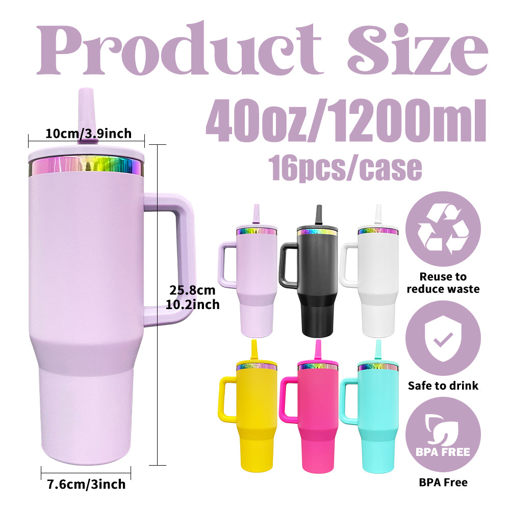 40oz Flip Straw Leak proof Rainbow Plated Underneath Powder Coated Quencher Tumbler For Laser-CNLCA