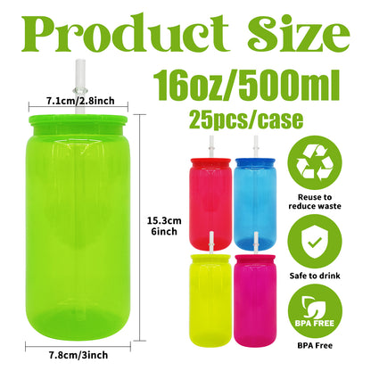 16oz Can Shaped Neon Colored Plastic Can -CNLCA