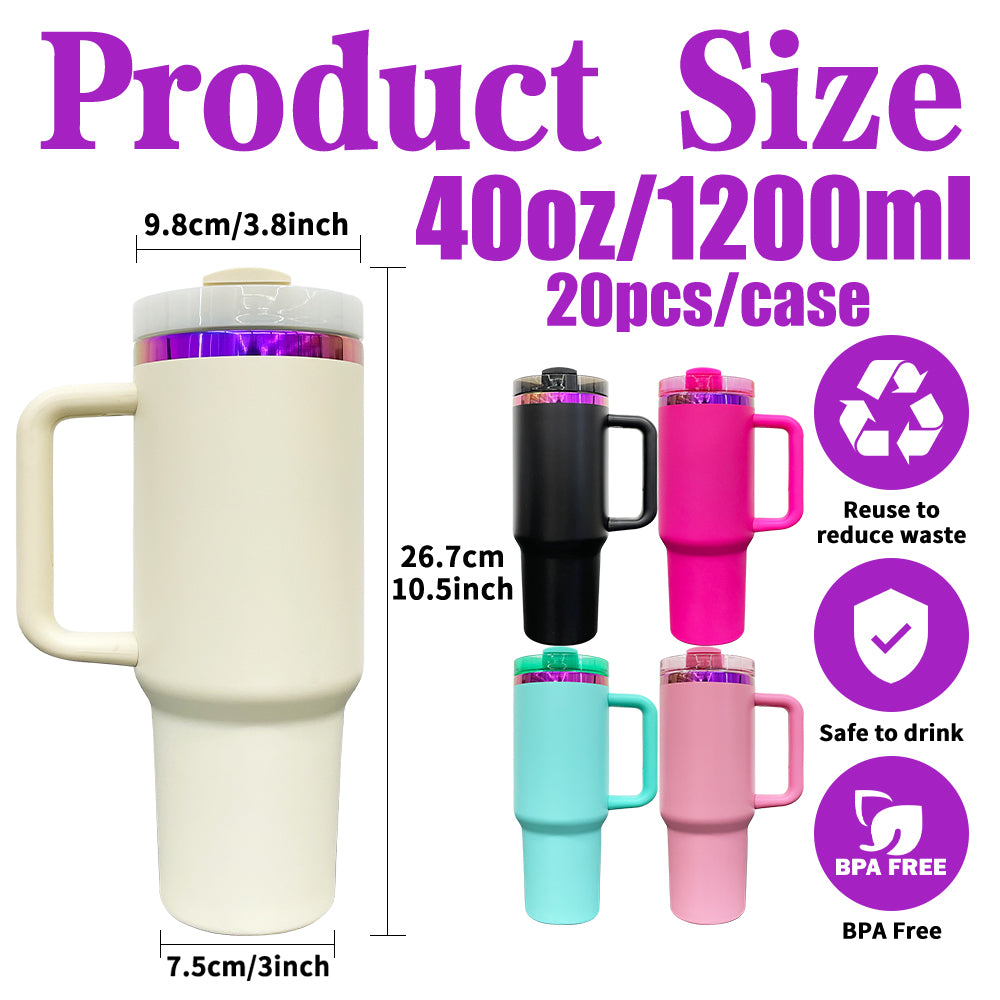 💜40oz Purple Underneath Powder Coated H2.0 Quencher Tumblers For Laser Engraving -CNLCA