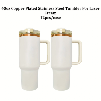 4Pack/8Pack/12Pack 40oz H2.0 Stanley Style Cream Color Copper Plated Quencher Tumbler for Laser Engraving-USLCA