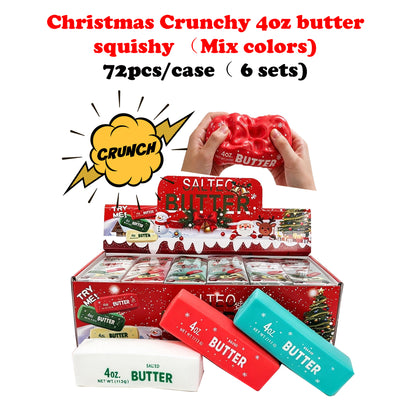 72Pack Christmas Crunchy 4oz Butter Squishy Block‑Filled Crinkle Sound Butter Bar Squishy ASMR Stress Relief Fidget Toys-CNLCA