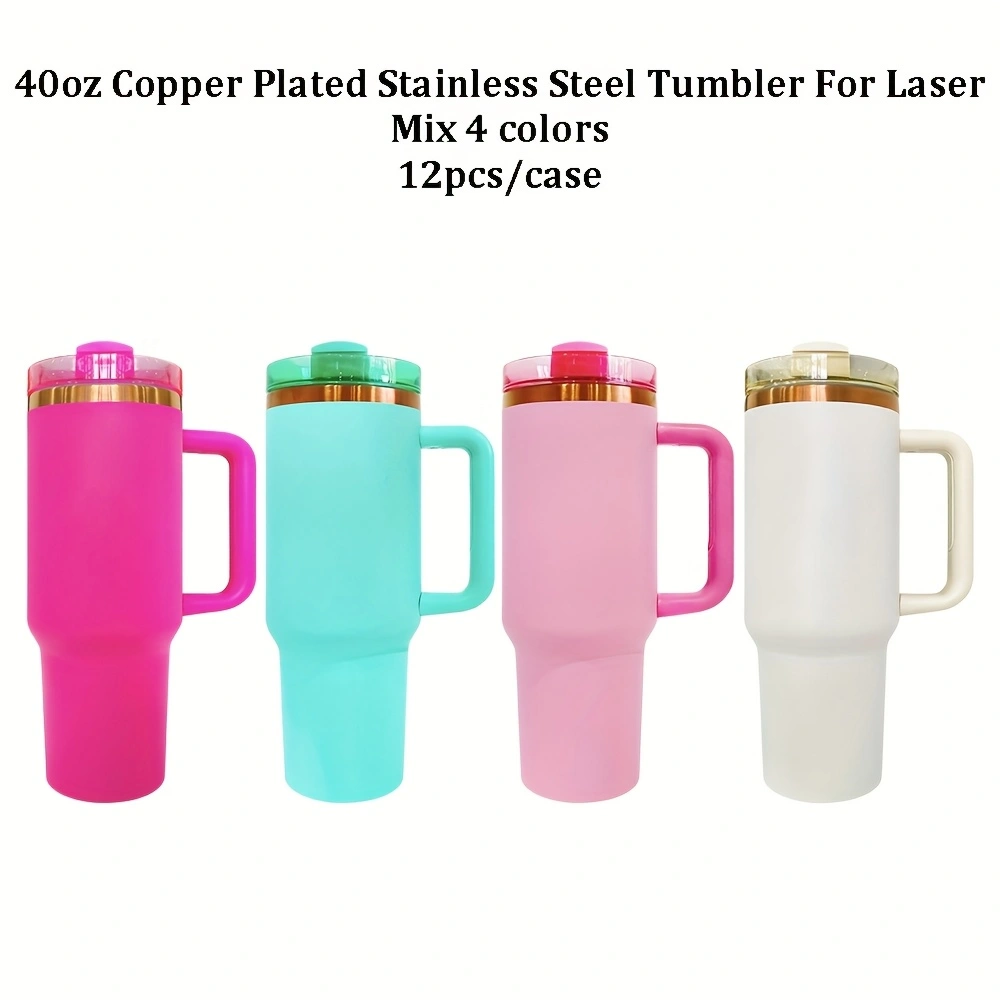 4Pack/8Pack/12Pack 40oz H2.0 Stanley Style Colorful Copper Plated Quencher Tumbler for Laser Engraving-USLCA