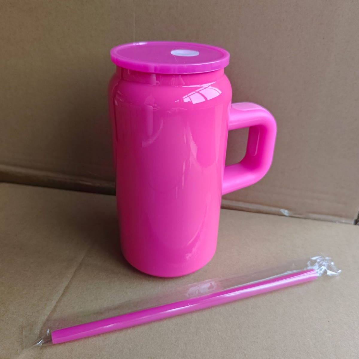 16oz Blue Pink White Black Colors Stainless Steel Tumbler with Handle-CNLCA