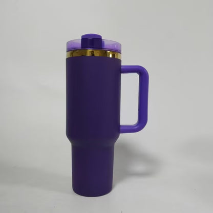 Custom 40oz Mirror Gold Plated Underneath Quencher Dark Purple Powder Coated Tumbler For Laser-CNLCA
