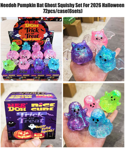 Needoh Style Maltose Filled Halloween Pumpkin Bat Ghost Squishy Slow Rising Squeeze Fidget Toy Stress Relief Sensory Play Gift-CNLCA