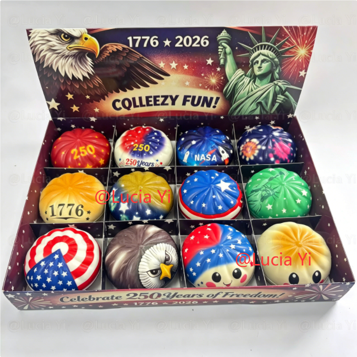 Realistic America Anniversary Cartoon Design Steamed Bun Stress Relief Squishy Toy Soft Squeeze Decompression Dumpling-CNLCA