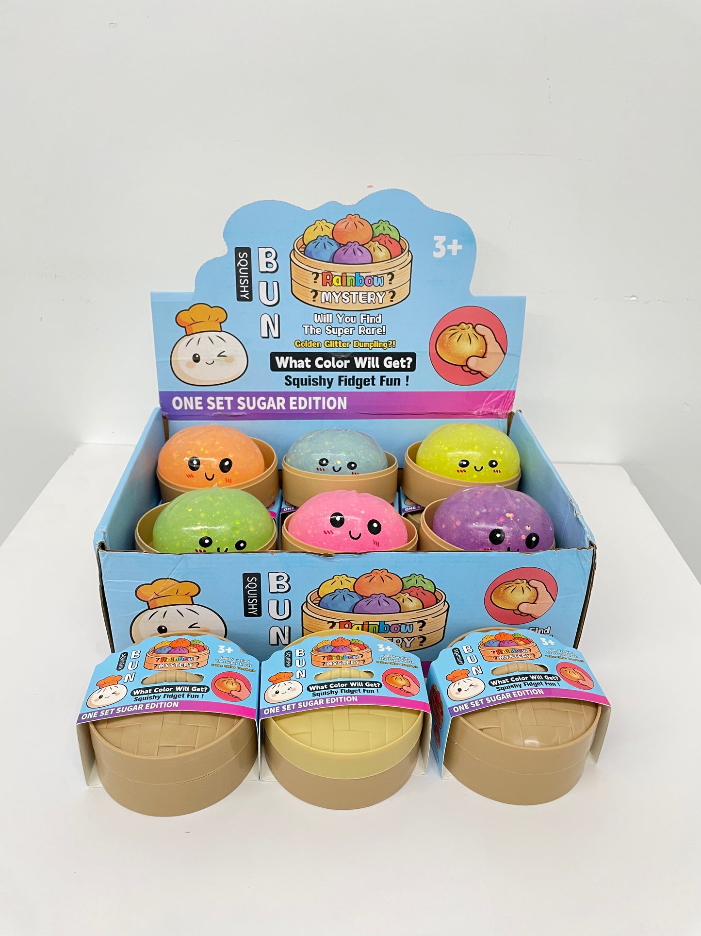 8.5cm Glowing Steamed Bun Halloween Glow in Dark Glitter Smiling Dumpling Squishy Stress Relief Fidget Toys Mystery Blind Box-CNLCA