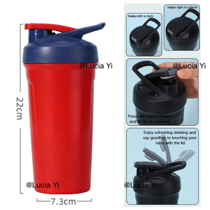24oz Stainless Steel Portable Coffee Cup Outdoor Camping Milkshake Shaker Tumbler Stanley Style Blender Bottle for Laser Engrave-CNLCA