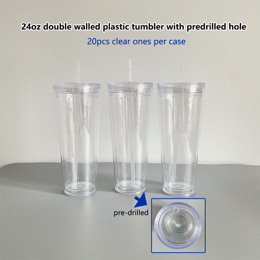 24oz Double Wall Snow Globe Plastic Cup Tumbler-CNLCA