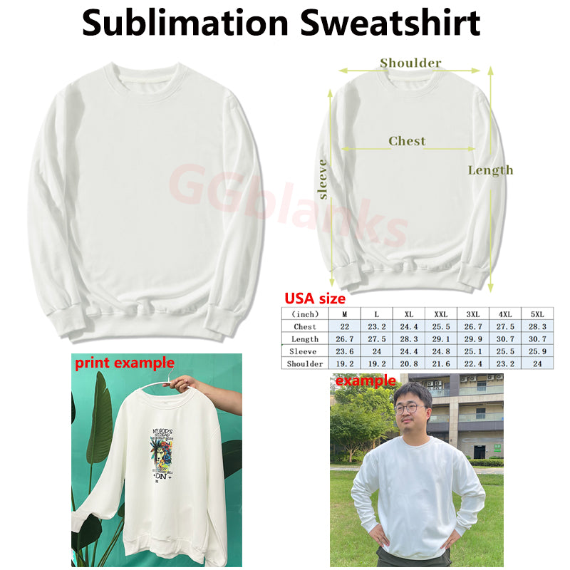 USA Warehouse HOODIES White Blank Sublimation Blanks Men Women Round Neck Sweatshirt Mix Sizes-CNLCA