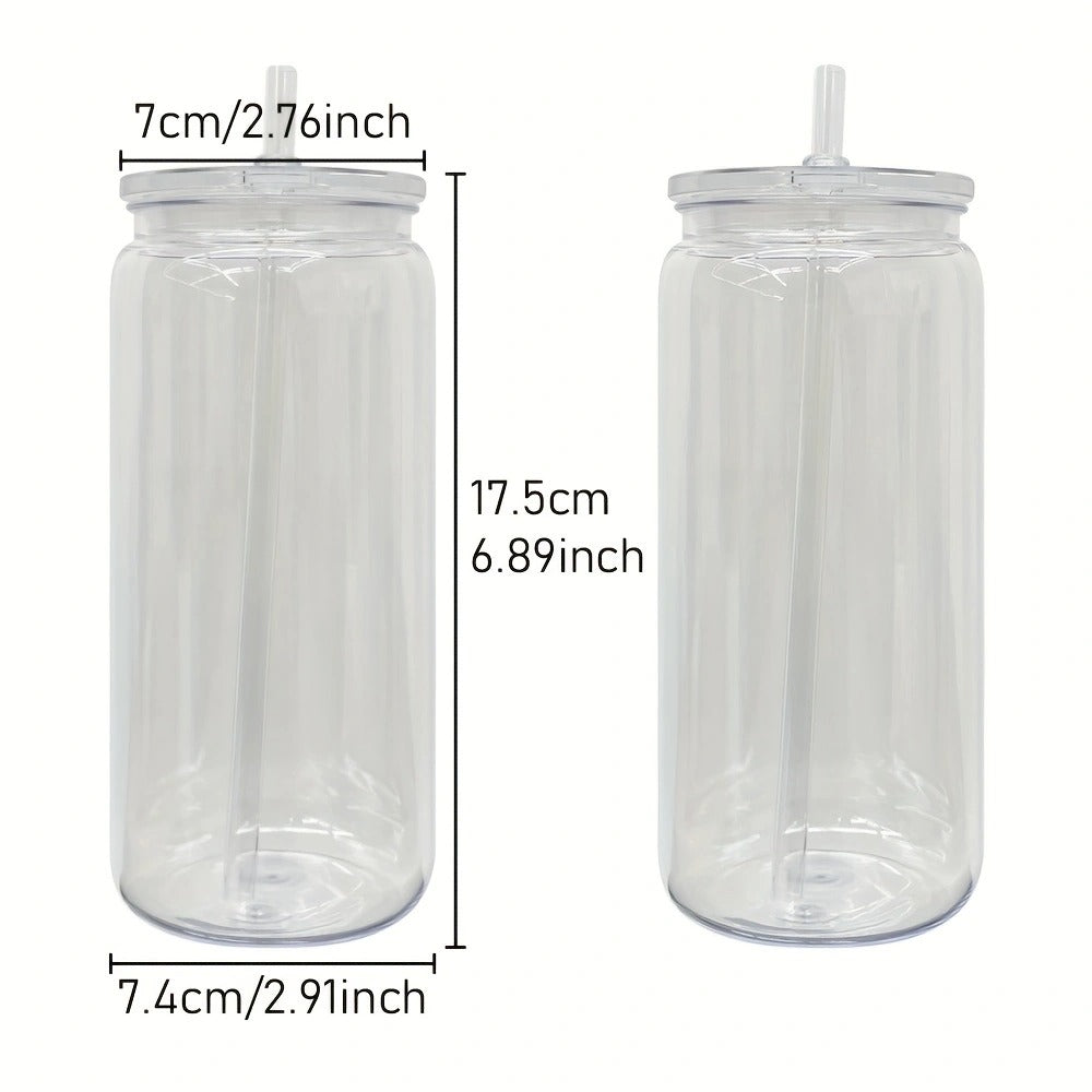 10Pack/25Pack 20oz Can Shaped Clear Transparent Plastic Can Cups With Lid With Straw For UV DTF Wrap-CNLCA