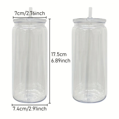 10Pack/25Pack 20oz Can Shaped Clear Transparent Plastic Can Cups With Lid With Straw For UV DTF Wrap-CNLCA