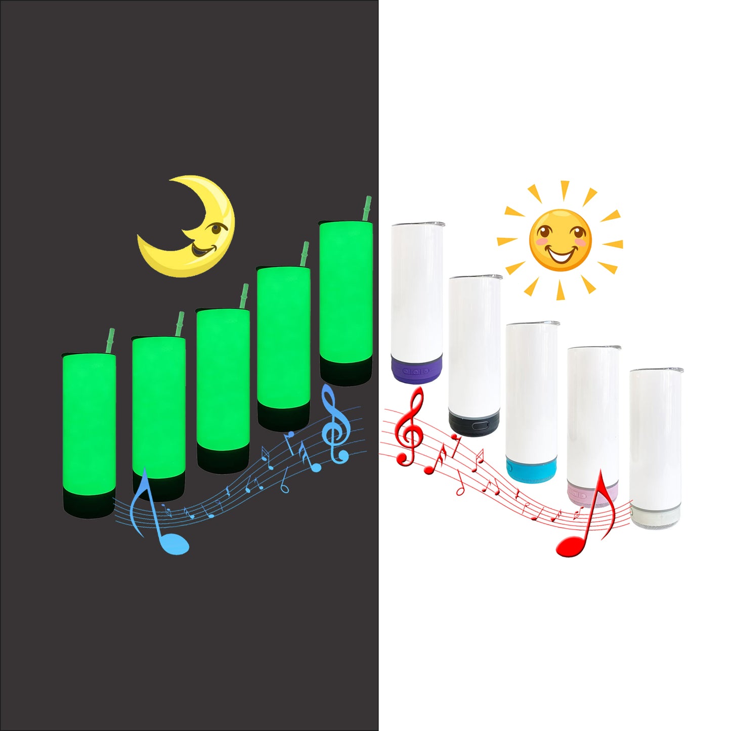 China Warehouse Blank Sublimation Glow In Dark 20oz Speaker Tumbler With Lid And Straw For DIY Sublimation Printing-CNLCA