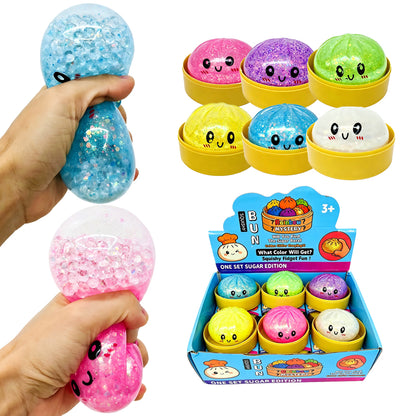 Cute Glitter Bead Pop Bun Squishy Toy Steamed Bao Stress Relief Fidget Blind Box Squeeze Sensory Toy For Kids Adults Anxiety Vent Gift-CNLCA
