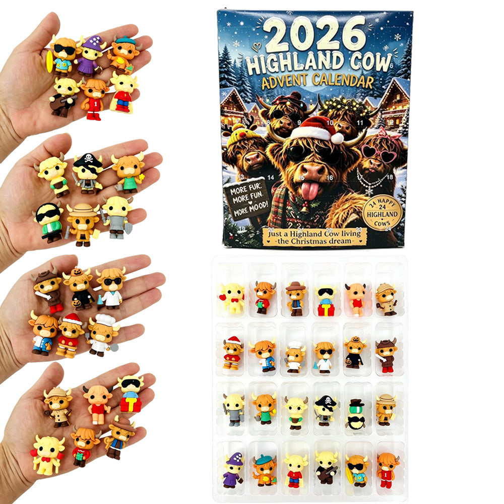 25Pack 2026 Highland Cow Christmas Advent Calendar 24 Days Countdown 3D Mini Figurines Blind Box Toy-CNLCA