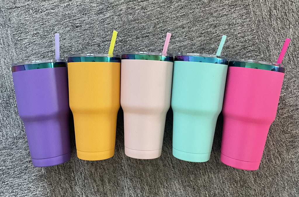 30oz Rainbow Plated Powder Coated Tumbler for Laser Engraved -CNLCA