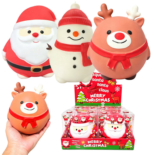24Pack Giant Jumbo Santa Chubby & Snowman Puff & Reindeer Mochi Squishy Toy For Christmas-CNLCA