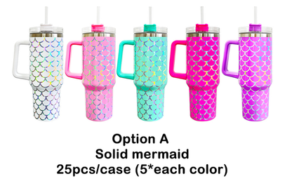 China Warehouse New Arrival Mix Color H1.0 40oz Holographic Mermaid Stainless Steel Tumbler -CNLCA