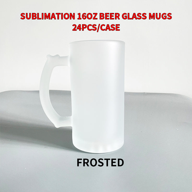 Ship from China 16oz Blank Sublimation Frosted Glass Beer Mug With Handle Sold By Case - USLCA