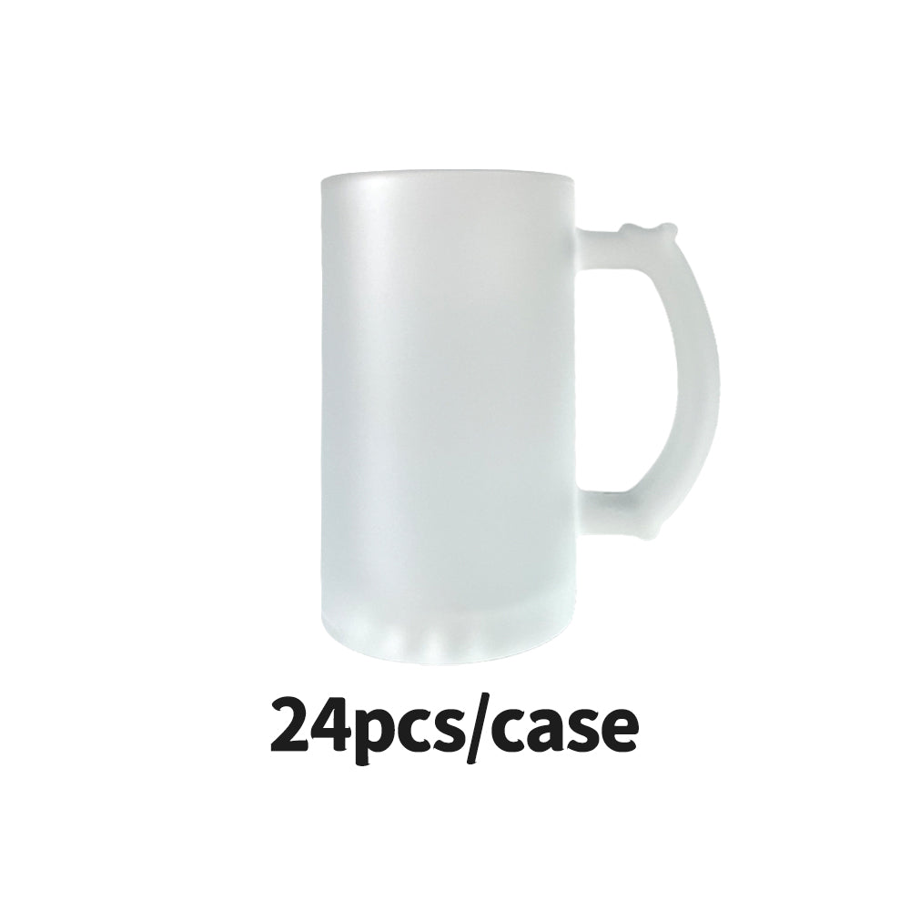 Ship from China 16oz Blank Sublimation Frosted Glass Beer Mug With Handle Sold By Case - USLCA