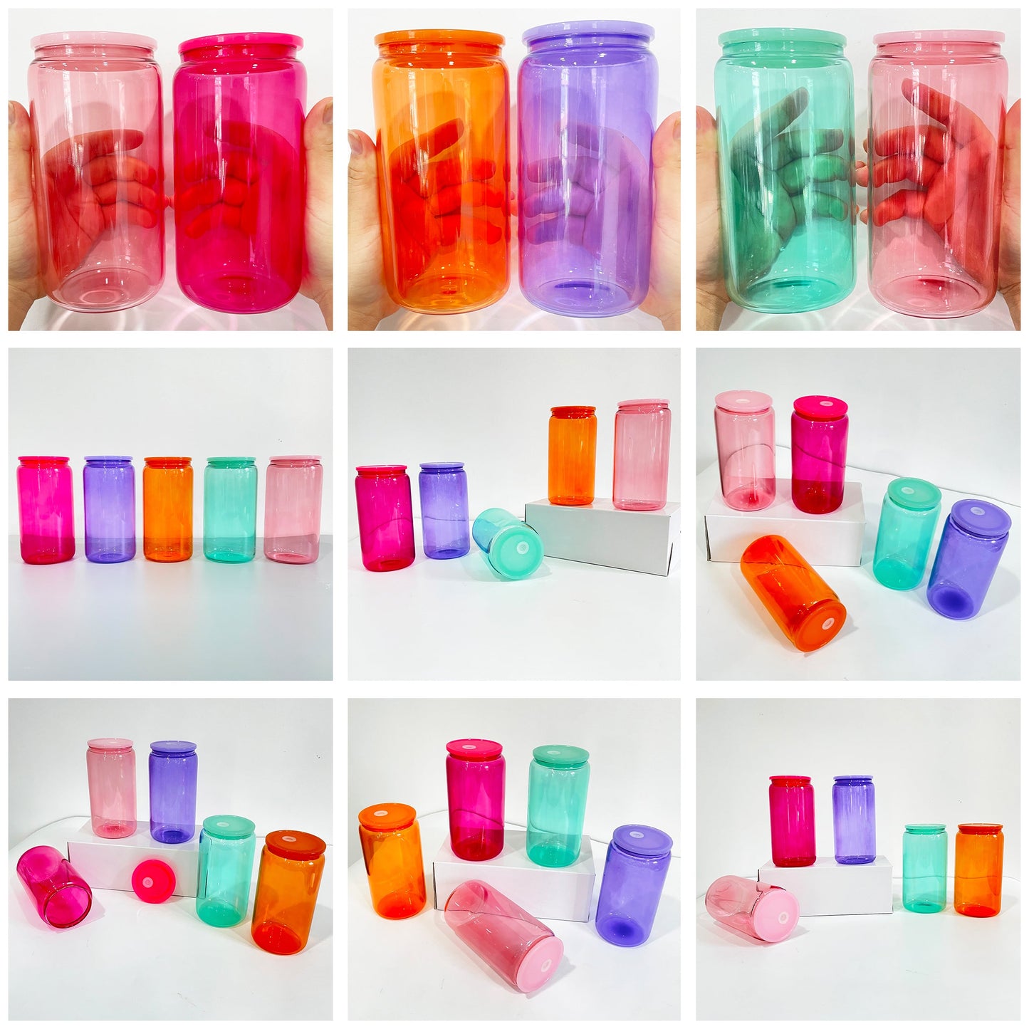 16oz colored jelly sublimation glass cans in sweet candy colors- USLCA