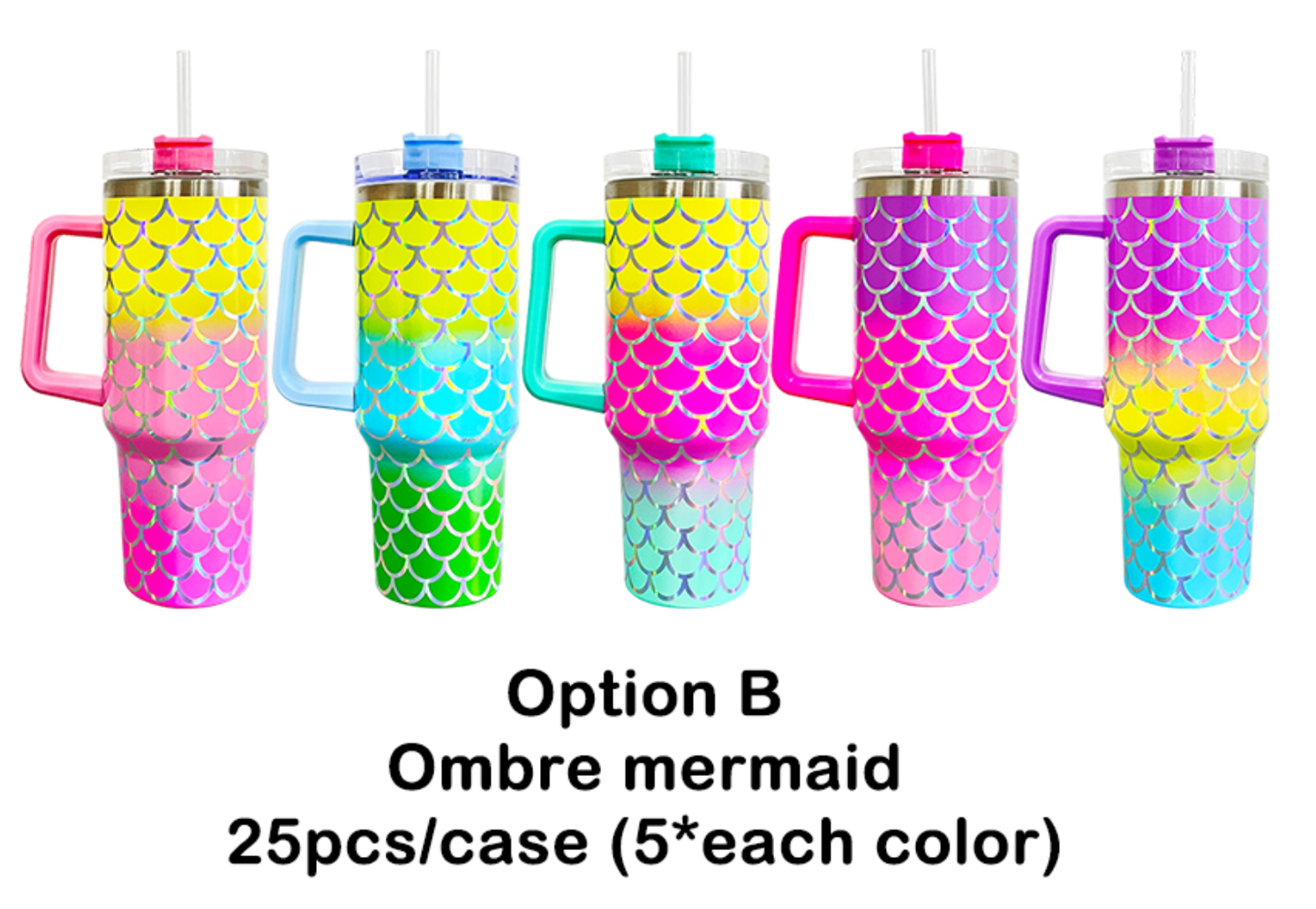 China Warehouse New Arrival Mix Color H1.0 40oz Holographic Mermaid Stainless Steel Tumbler -CNLCA